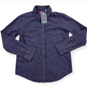 Levi's Shirt‎ Black Men's Small Purple Denim Pearl Snap Button Western NWT